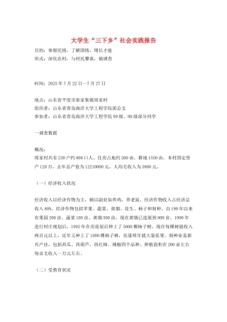 大学生“三下乡”社会实践报告