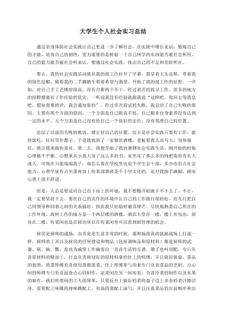 大学生个人社会实习总结