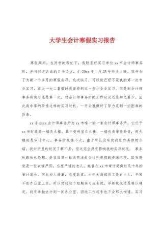 大学生会计寒假实习报告