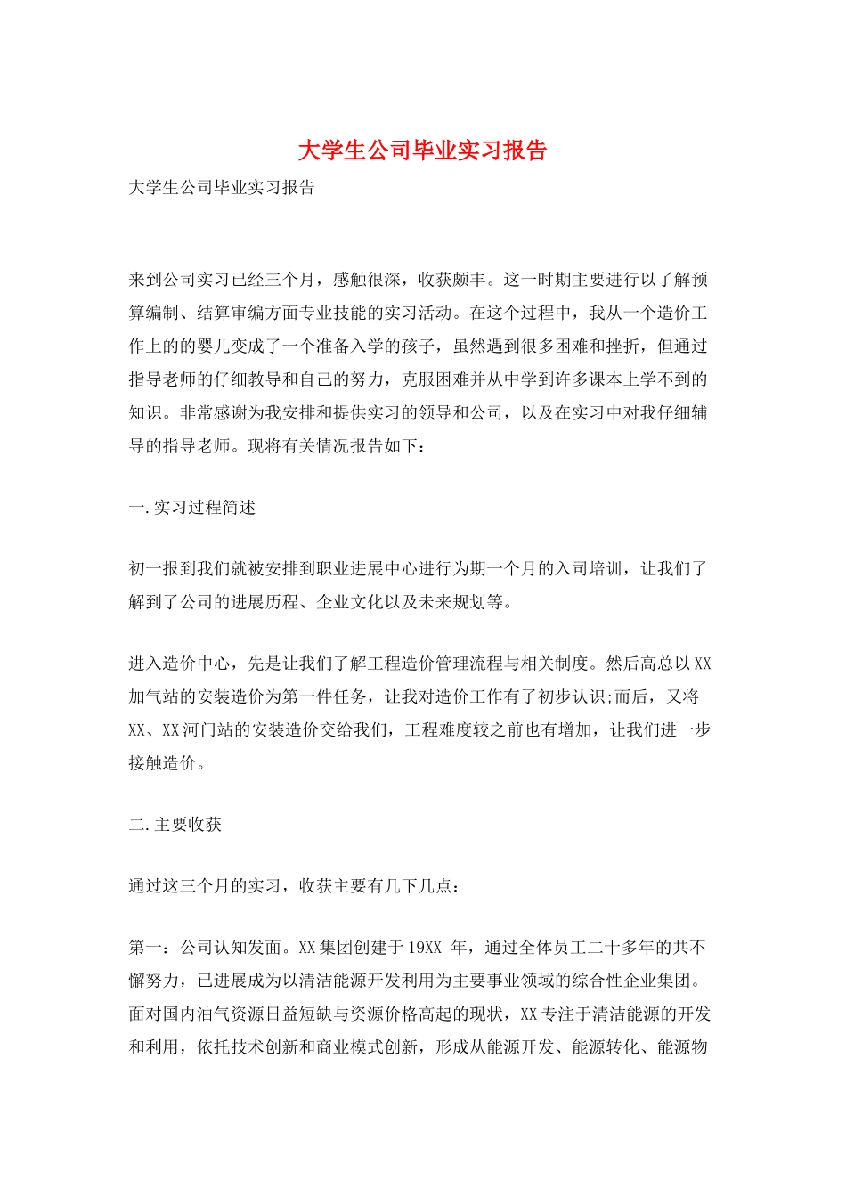 大学生公司毕业实习报告_第1页