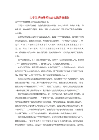 大学生学校暑期社会实践调查报告