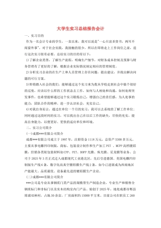 大学生实习总结报告会计