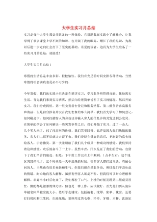 大学生实习月总结