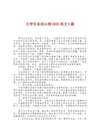 大学生实训心得2025年范文5篇