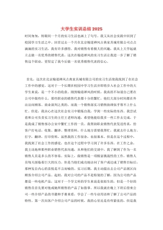 大学生实训总结2025