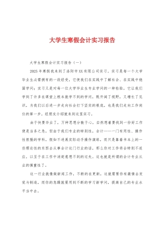 大学生寒假会计实习报告