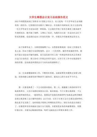大学生寒假会计实习总结报告范文