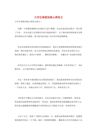 大学生寒假实践心得范文