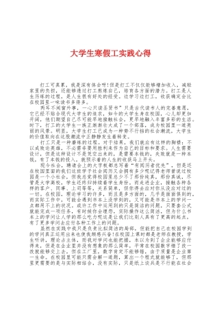大学生寒假工实践心得