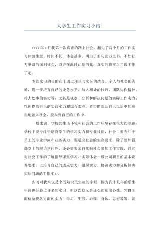 大学生工作实习小结-