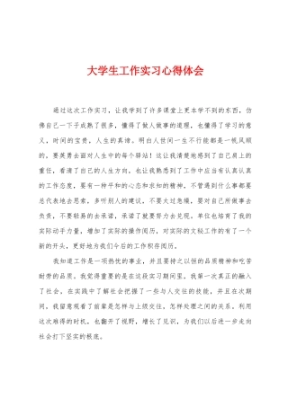 大学生工作实习心得体会