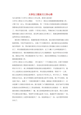 大学生工程实习工作心得