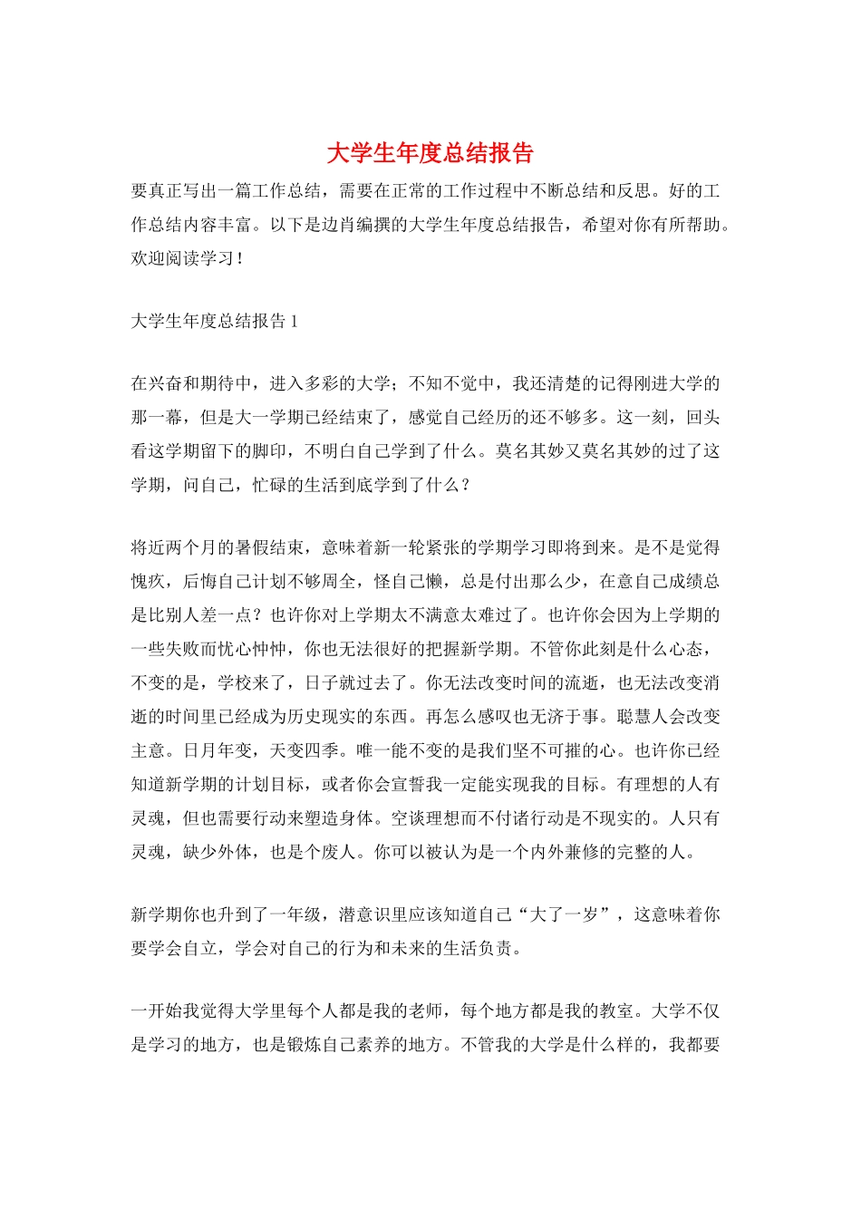 大学生年度总结报告_第1页