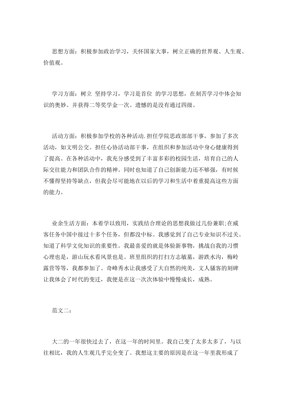 大学生年度自我鉴定范文_第3页