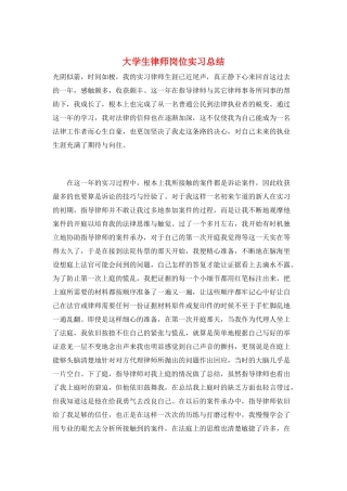 大学生律师岗位实习总结