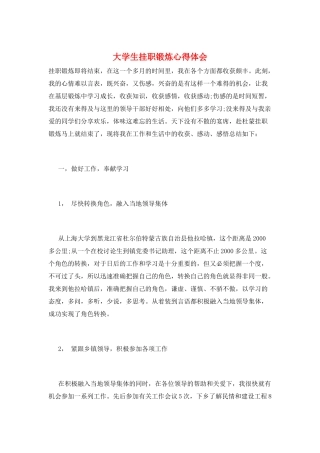 大学生挂职锻炼心得体会