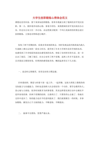 大学生挂职锻炼心得体会范文