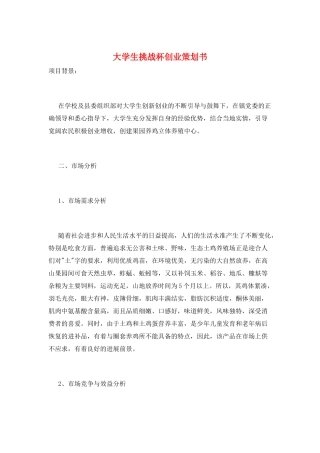 大学生挑战杯创业策划书
