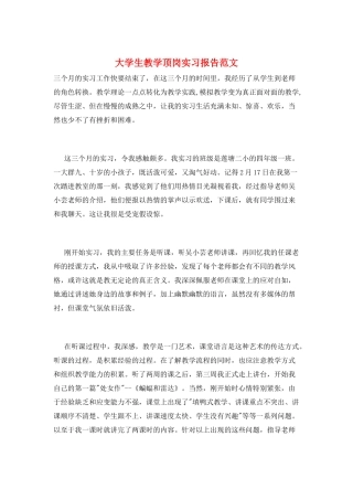 大学生教学顶岗实习报告范文