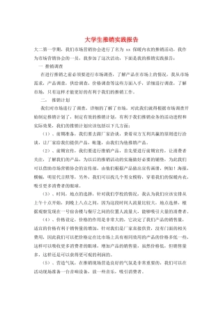 大学生推销实践报告