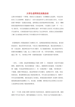 大学生教师岗位实践总结