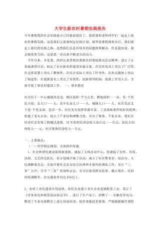 大学生新农村暑期实践报告
