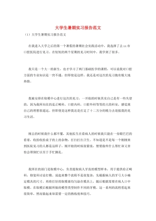 大学生暑期实习报告范文