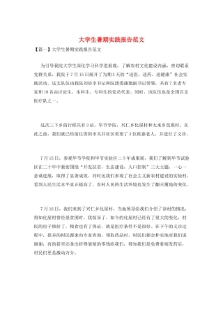 大学生暑期实践报告范文