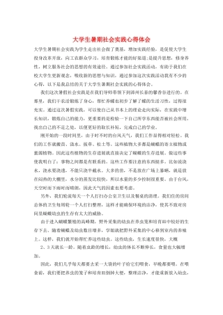 大学生暑期社会实践心得体会