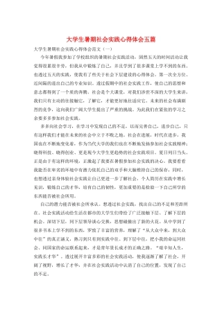 大学生暑期社会实践心得体会五篇