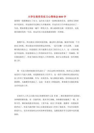 大学生服务员实习心得体会800字