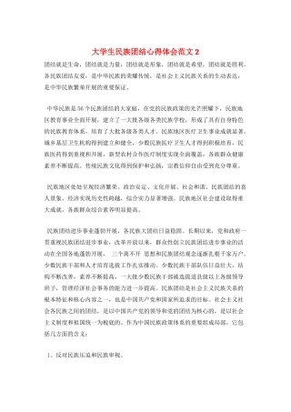 大学生民族团结心得体会范文2