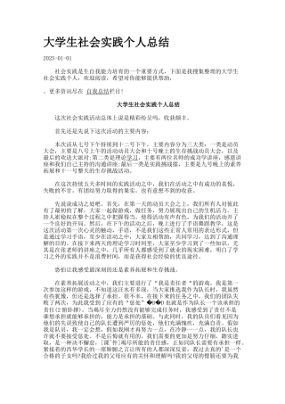 大学生社会实践个人总结