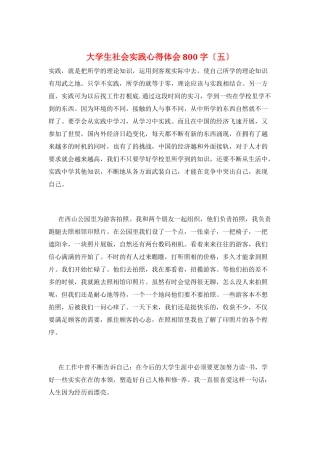 大学生社会实践心得体会800字(五)
