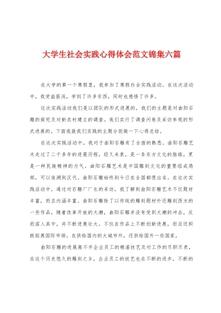 大学生社会实践心得体会范文锦集六篇