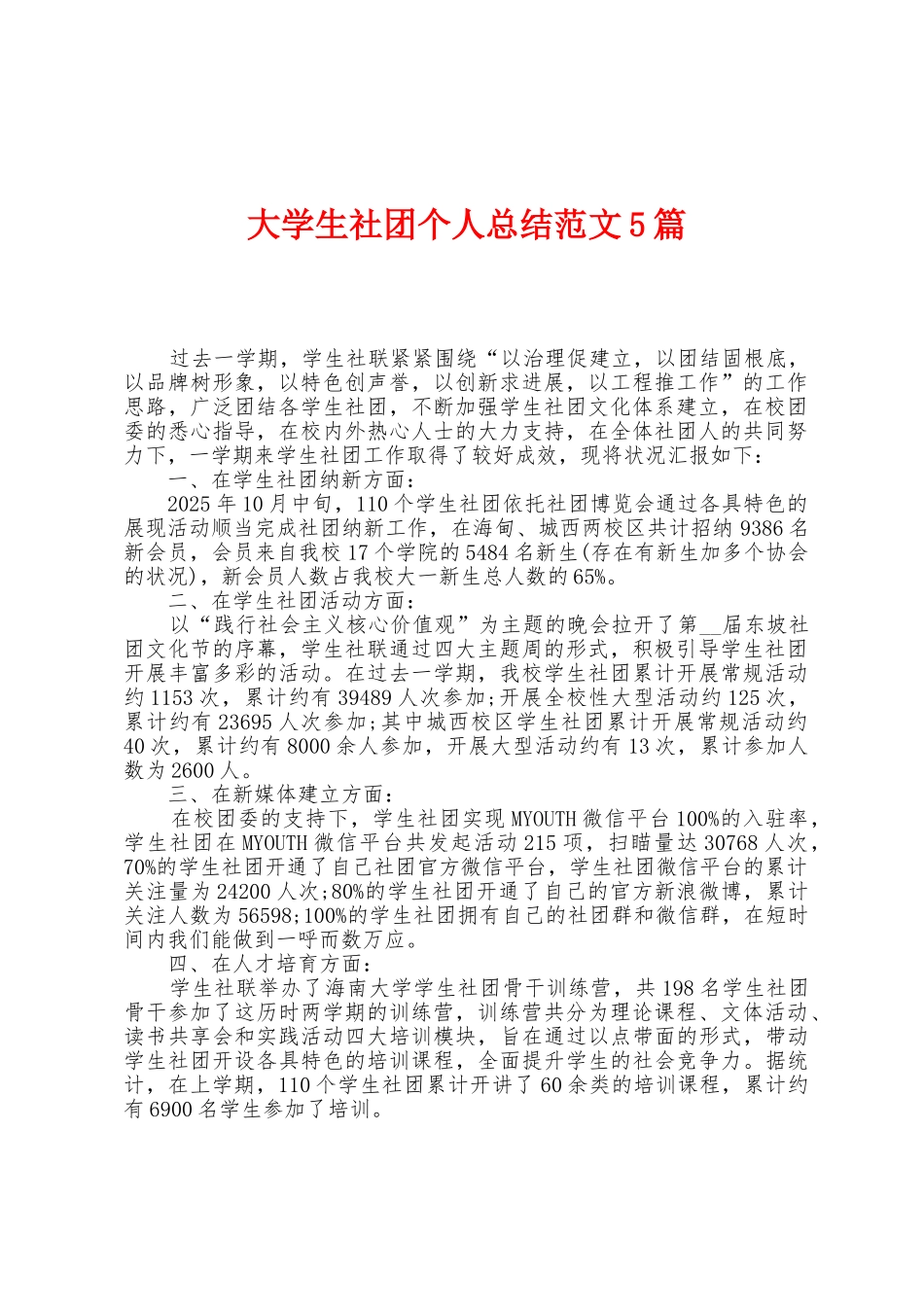 大学生社团个人总结范文5篇_第1页
