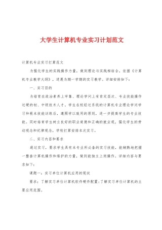 大学生计算机专业实习计划
