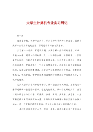 大学生计算机专业实习周记
