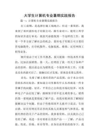 大学生计算机专业暑期实践报告