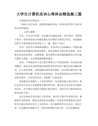 大学生计算机实训心得体会精选集三篇