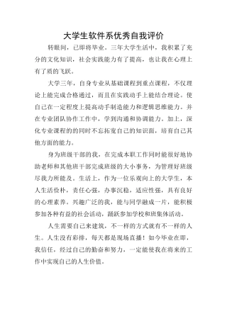 大学生软件系优秀自我评价