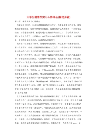 大学生销售员实习心得体会