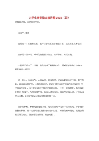 大学生青春励志演讲稿2025(四)