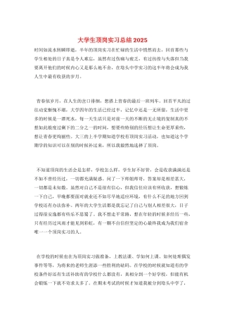 大学生顶岗实习总结2025