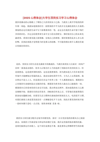 大学生顶岗实习学习心得体会