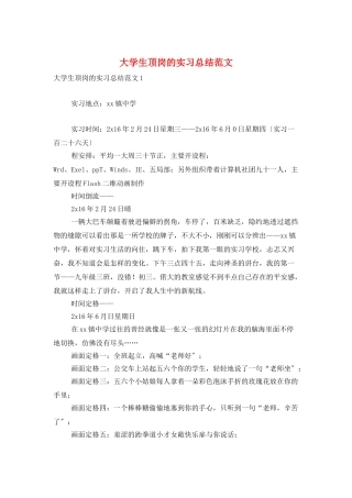 大学生顶岗的实习总结范文
