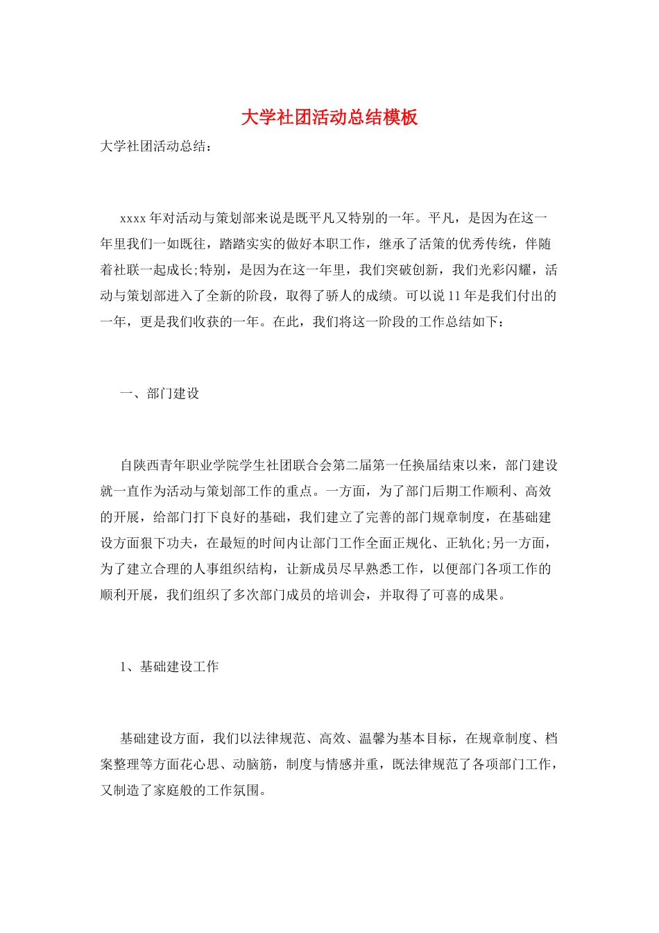大学社团活动总结模板_第1页