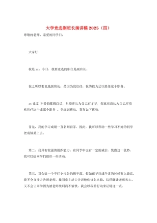 大学竞选副班长演讲稿2025