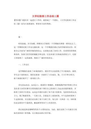 大学纪检部工作总结三篇