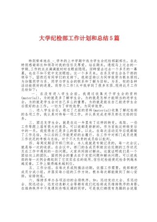 大学纪检部工作计划和总结5篇